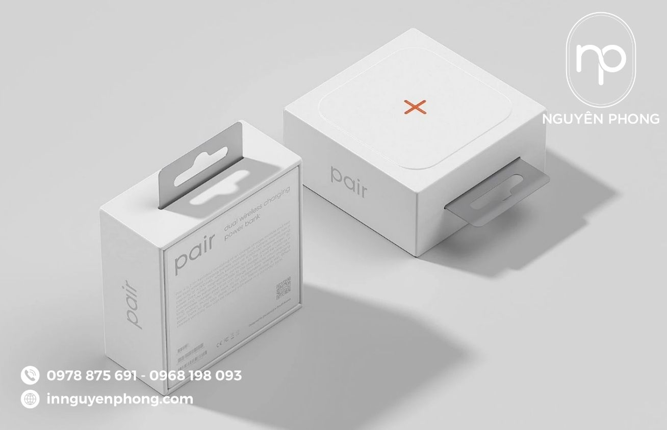 Mẫu hộp giấy đựng sạc dự phòng đơn giản 